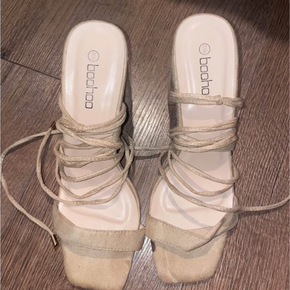 Boohoo Beige Strappy Heels